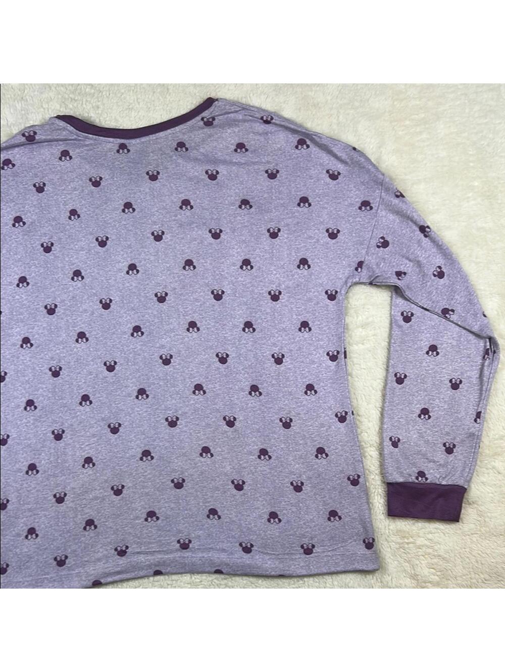 Disney Women’s Purple Mickey Mouse Print Long Sleeve Pajama Sleep Top Sz Med - Picture 12 of 12